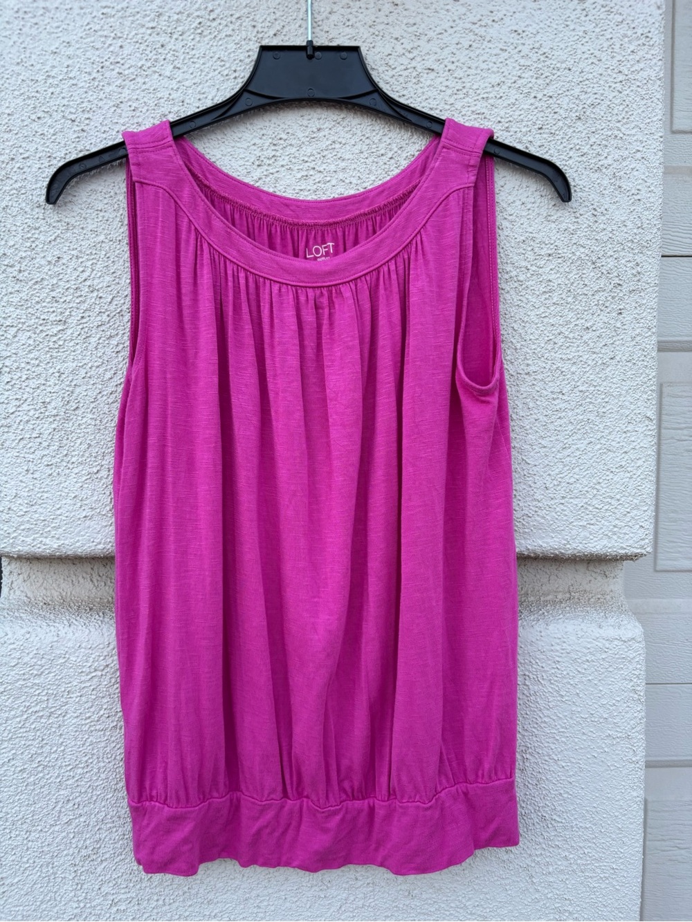 LOFT Bright Fuchsia Gathered Sleeveless Tank